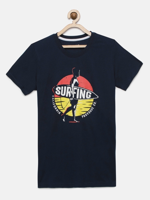 

Provogue Boys Navy Blue Printed Round Neck T-shirt