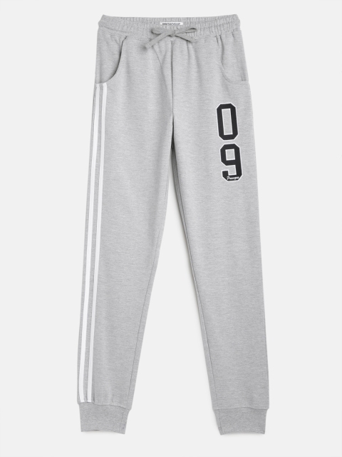 

Provogue Boys Grey Printed Joggers, Grey melange