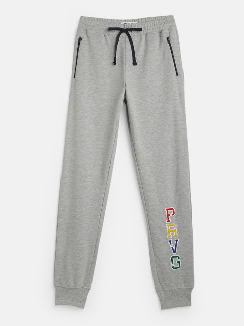 

Provogue Boys Grey Printed Joggers, Grey melange