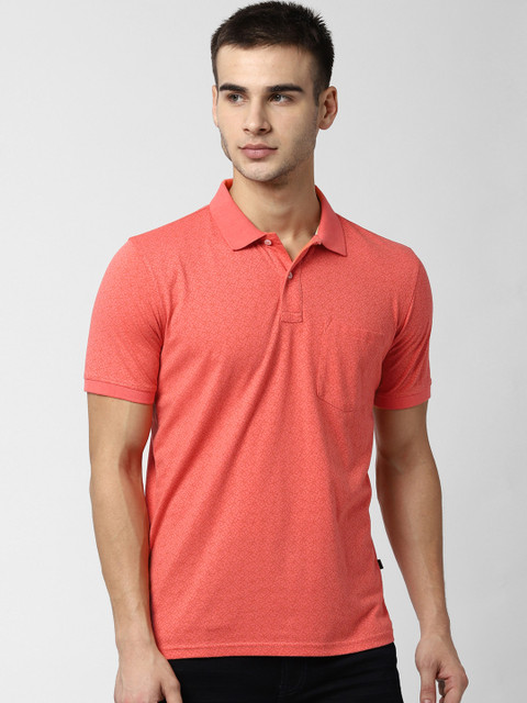 

Peter England Casuals Men Pink Printed Polo Collar T-shirt