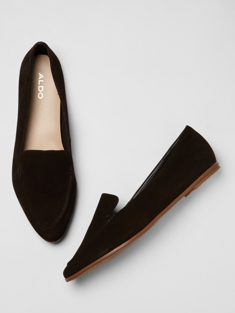 

ALDO Women Brown Solid Leather Ballerinas