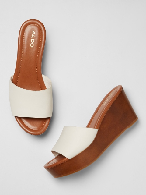 

ALDO Women White & Brown Solid Sandals