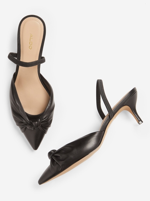 

ALDO Women Black Solid Leather Pumps