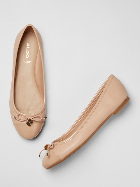

ALDO Women Beige Solid Leather Ballerinas