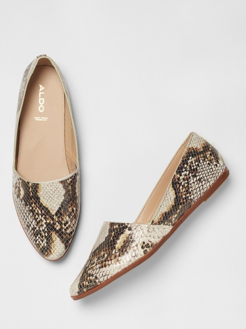 

ALDO Women Beige Textured Leather Mules