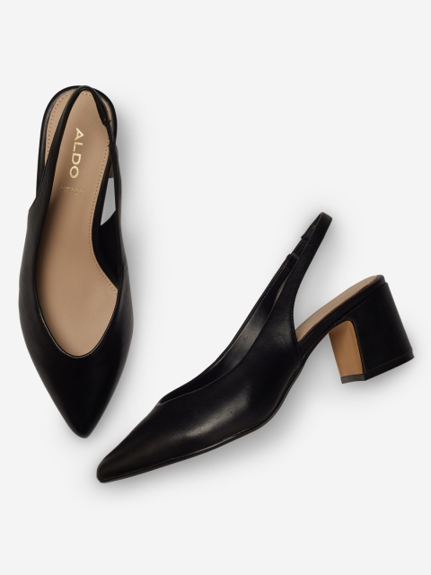 

ALDO Women Black Solid Leather Pumps