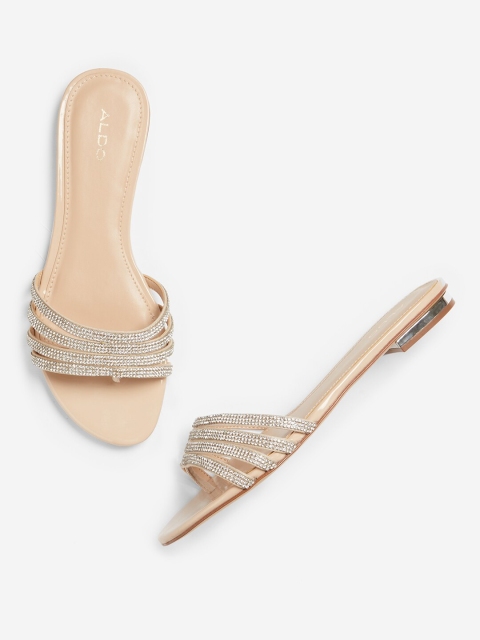 

ALDO Women Beige Embellished Open Toe Flats