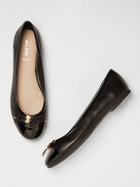 

ALDO Women Black Solid Leather Ballerinas