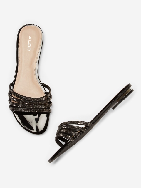 

ALDO Women Black Embellished Open Toe Flats