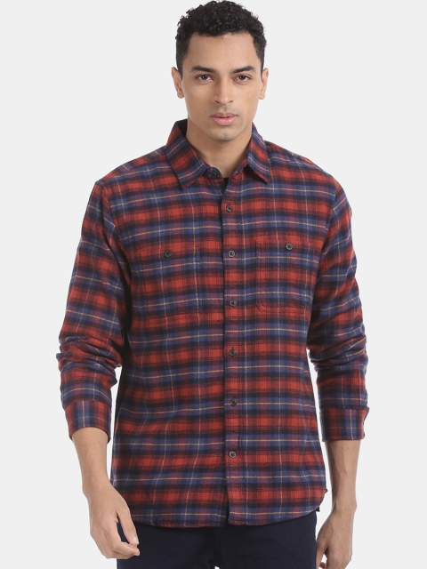 

GAP Men Red & Blue Regular Fit Checked Casual Shirt