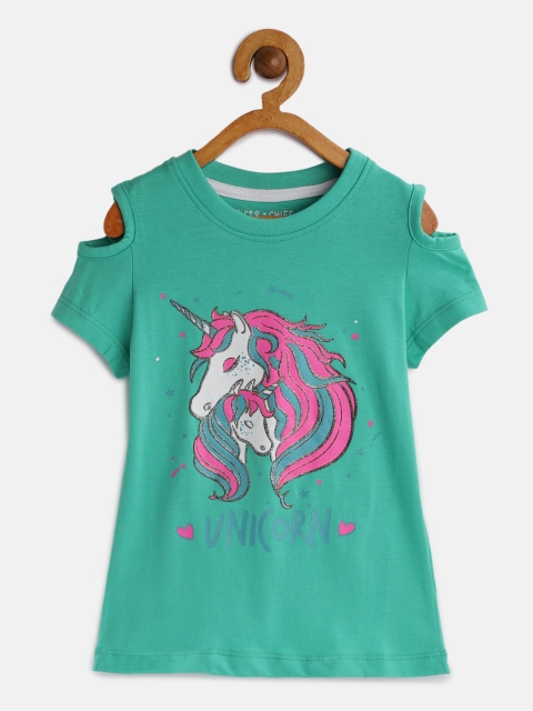 

Miss & Chief Girls Sea Green Printed Top