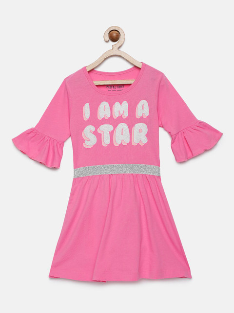 

Miss & Chief Girls Pink Printed Fit and Flare Dress