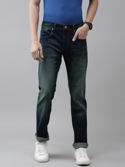 

BEAT LONDON by PEPE JEANS Men Navy Blue Cyrus Vapour Low-Rise Heavy Fade Stretchable Jeans