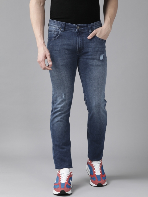 

BEAT LONDON by PEPE JEANS Men Navy Blue Low Distress Light Fade Stretchable Jeans