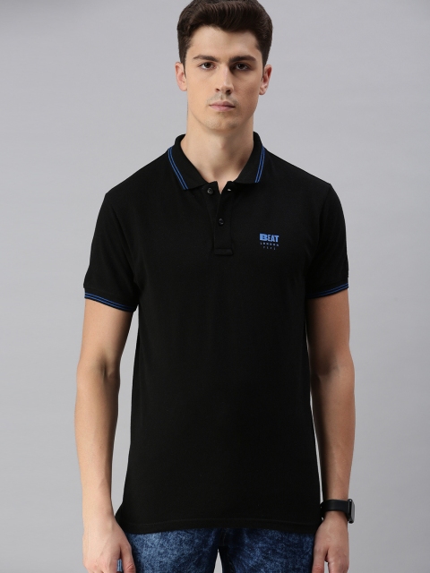 

BEAT LONDON by PEPE JEANS Men Black Solid Polo Collar T-shirt
