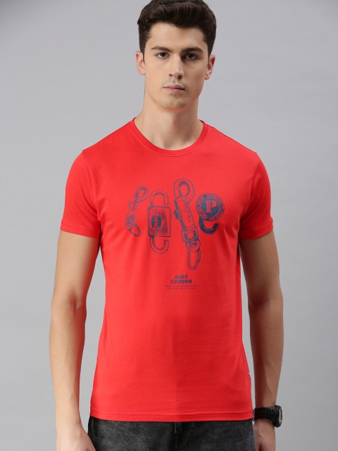 

BEAT LONDON by PEPE JEANS Men Red Printed Slim Fit Round Neck Pure Cotton T-shirt