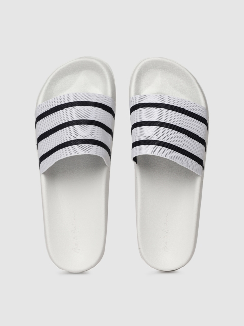 

Mast & Harbour Men White Striped Sliders