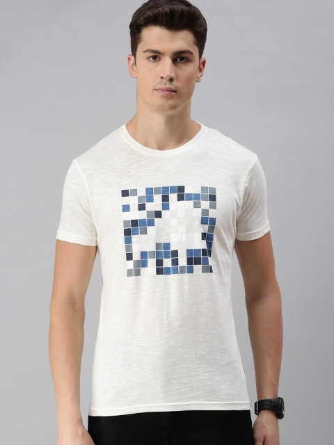 

BEAT LONDON by PEPE JEANS Men White Printed Slim Fit Round Neck Pure Cotton T-shirt