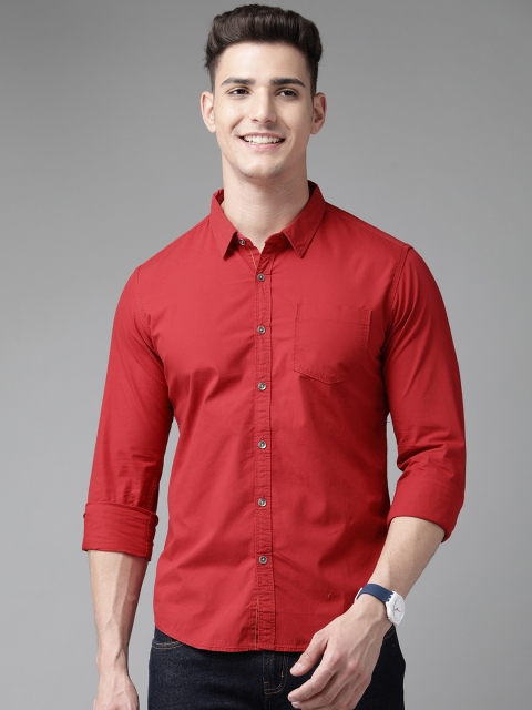 

BEAT LONDON by PEPE JEANS Men Red Pure Cotton Solid Casual Shirt