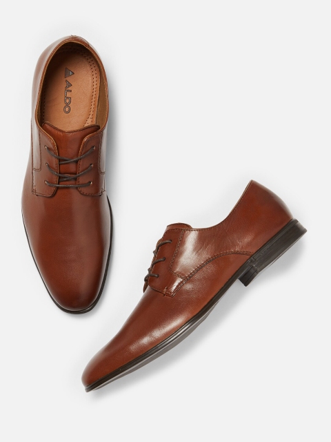 

ALDO Men Brown Solid Leather Formal Derbys