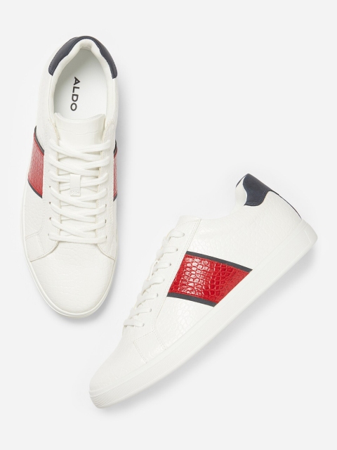 

ALDO Men White & Red Colourblocked Sneakers