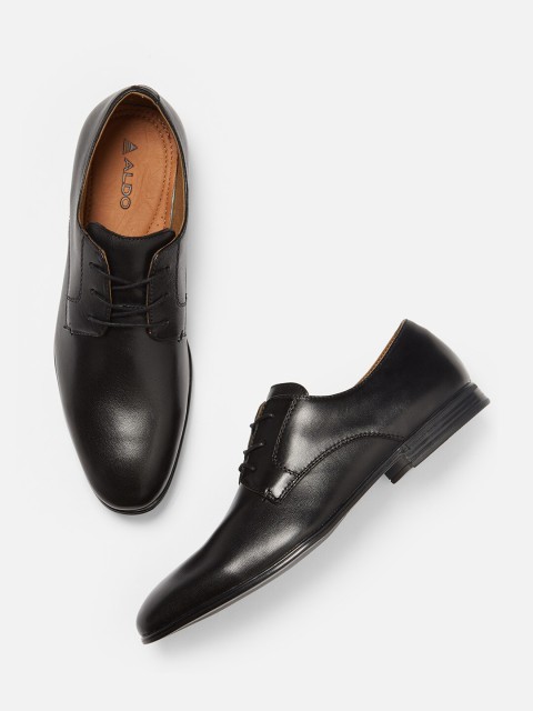 

ALDO Men Black Solid Leather Formal Derbys
