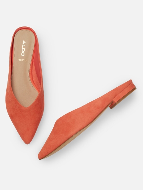 

ALDO Women Orange Solid Leather Mules