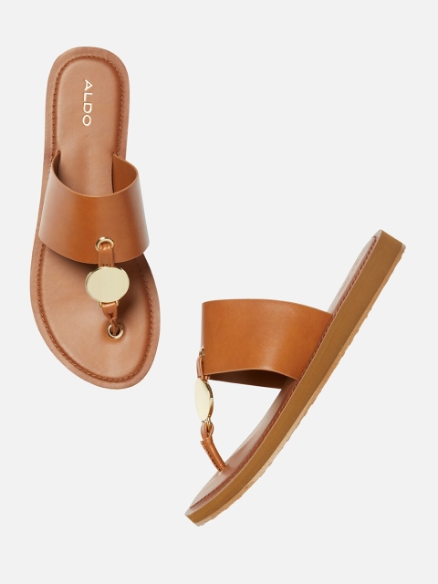 

ALDO Women Brown Solid T-Strap Flats
