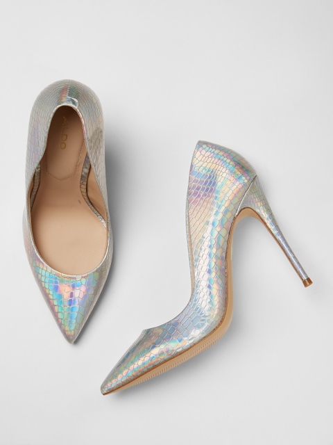 

ALDO Women Silver-Coloured Textured Pumps