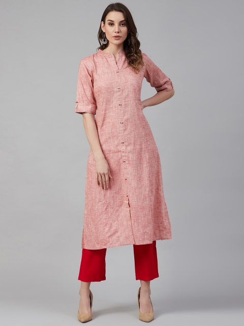 

Sringam Women Red Solid Straight Kurta