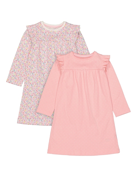 

mothercare Girls Pink Pack of 2 Printed Nightdress