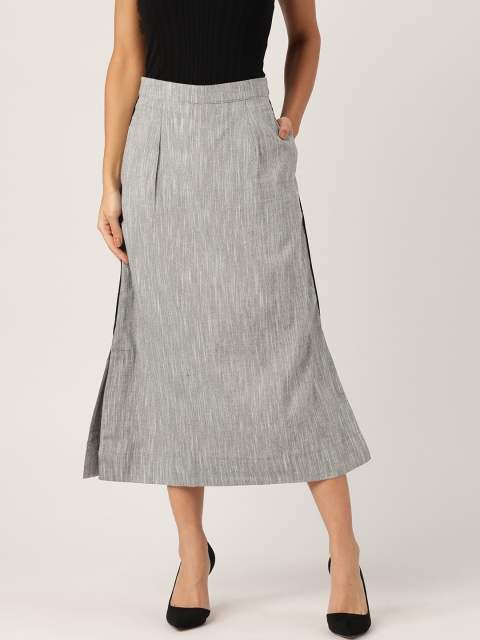 

InWeave Women Grey Self Design Midi A-Line Skirt