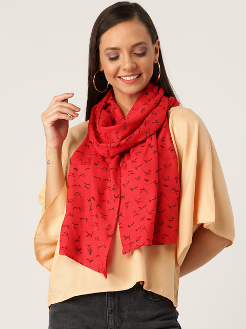 

InWeave Women Beige Solid Top with Printed Stole