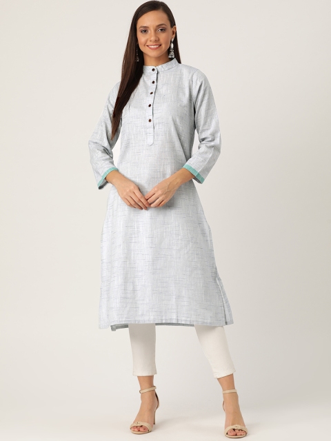 

InWeave Women Blue Self-Design Straight Kurta