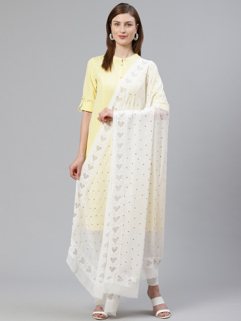 

ADA Off-White Mukaish Work Sustainable Dupatta