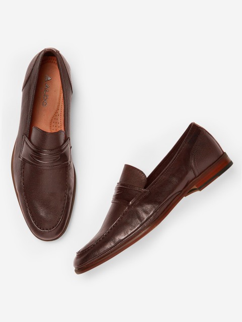 

ALDO Men Brown Solid Leather Formal Slip-on Shoes