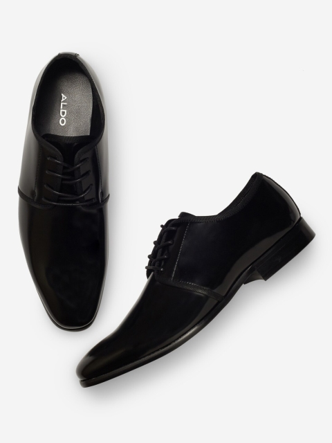 

ALDO Men Black Solid Leather Formal Derbys