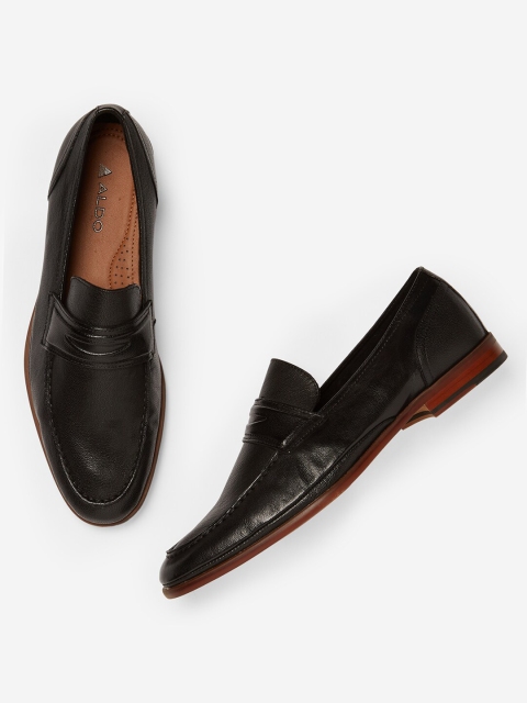 

ALDO Men Black Solid Leather Formal Loafers