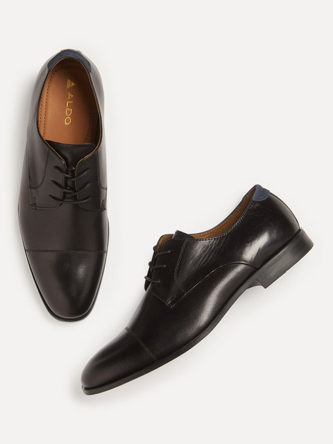 

ALDO Men Black Solid Leather Formal Derbys