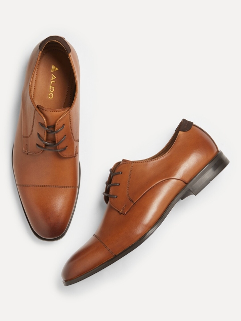 

ALDO Men Brown Solid Leather Formal Derbys