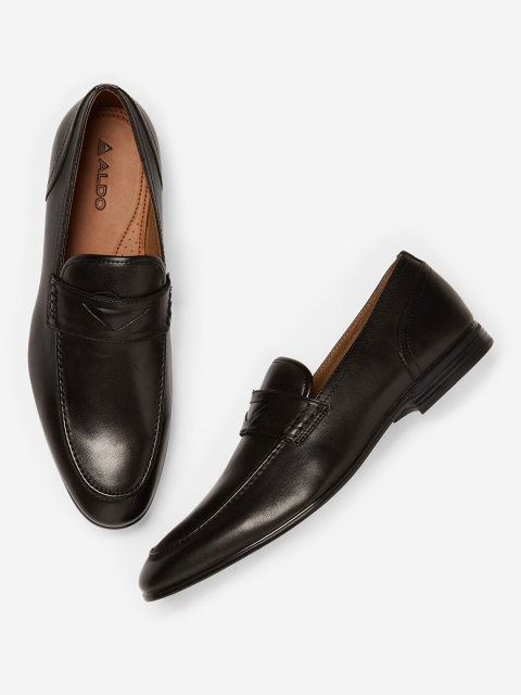 

ALDO Men Black Solid Leather Formal Loafers