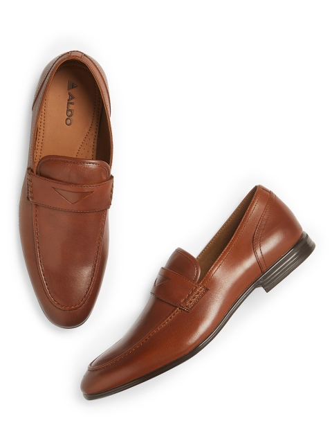 

ALDO Men Brown Solid Leather Formal Loafers