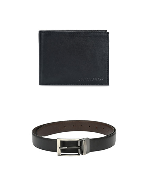 

Calvadoss Men Black & Brown Premium Belt & Wallet Gift Set