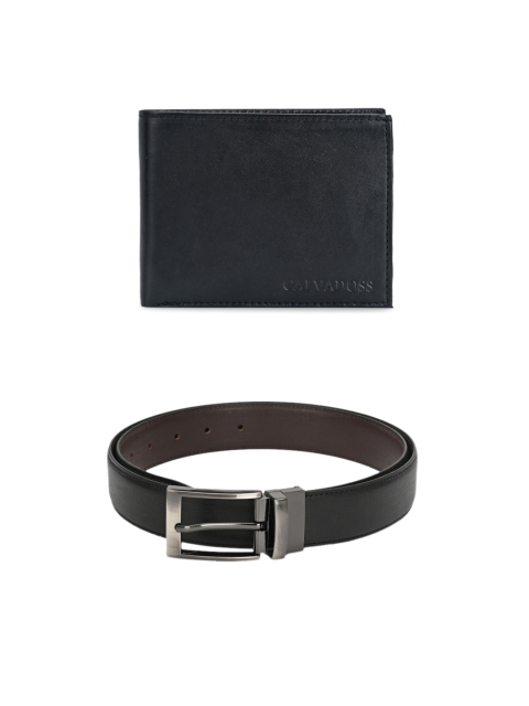 

Calvadoss Men Black & Brown Premium Belt & Wallet Gift Set