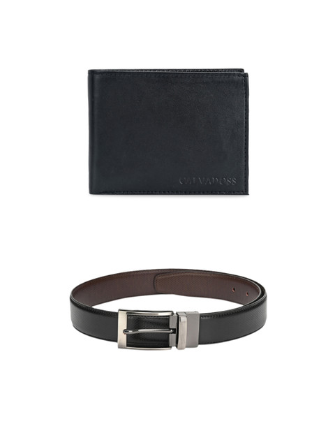 

Calvadoss Men Black & Brown Premium Belt & Wallet Gift Set