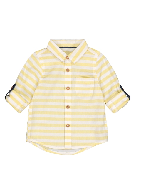 

mothercare Boys Yellow & Off-White Striped Regular Fit Casual Shirt