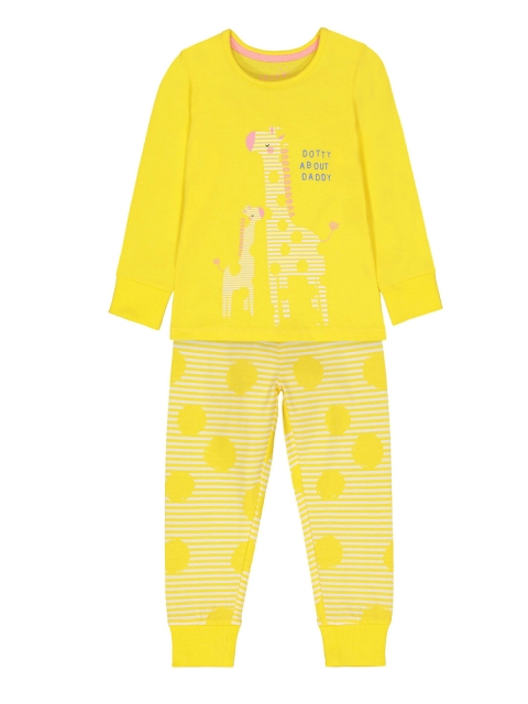 

mothercare Girls Yellow Printed Night suit