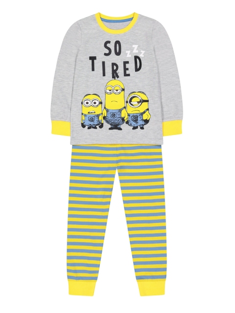 

mothercare Boys Yellow & Grey Printed Night suit