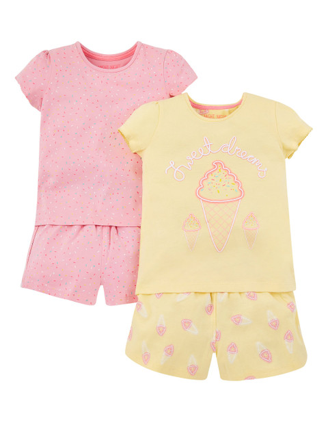 

mothercare Girls Pack Of 2 Printed Night suit, Yellow