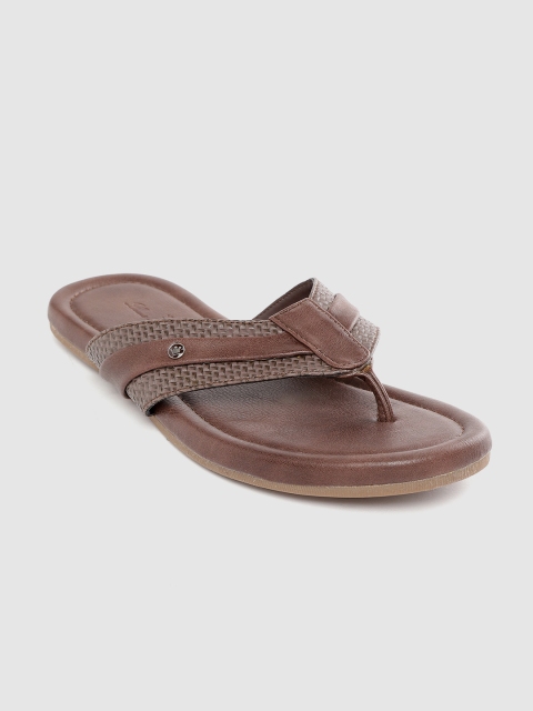 

Louis Philippe Men Brown Textured Leather Comfort Sandals
